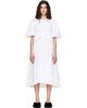 Simone Rocha Simone Rocha White Puff Sleeve Gathered Bow Smock Midi Dress - 1