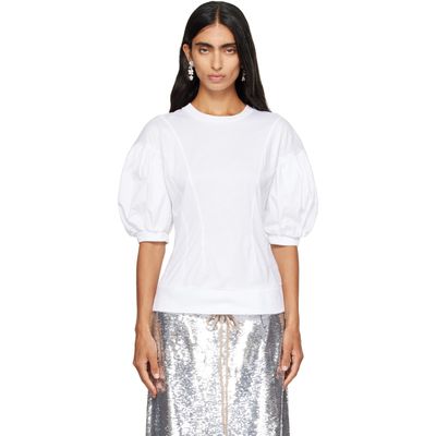 Simone Rocha Simone Rocha White Puff Sleeve Sculpted Contrast T-shirt
