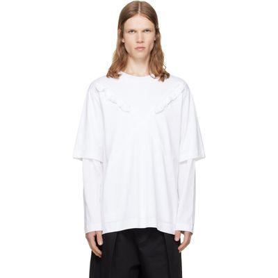 Simone Rocha Simone Rocha White Ruffle Slash Layered Long Sleeve T-shirt
