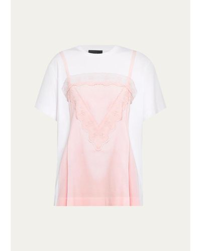 Simone Rocha Slip Dress Trompe L'oeil Print Short-Sleeve T-Shirt