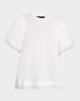 Simone Rocha Tulle Overlay Puff-Sleeve T-Shirt