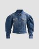 Simone Rocha Women's Sculpted Puff-Sleeve Denim Jacket - 6