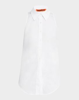 SIMONMILLER Loch Sleeveless Poplin Button-Front Shirt