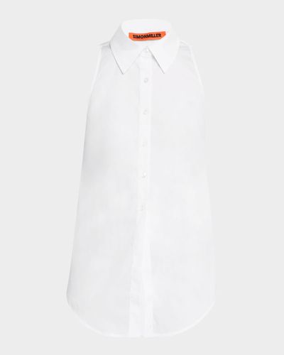 SIMONMILLER Loch Sleeveless Poplin Button-Front Shirt
