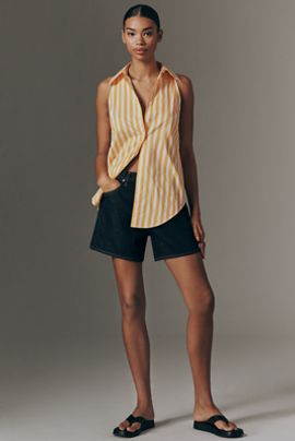 SIMONMILLER Loch Sleeveless Poplin Buttondown Top