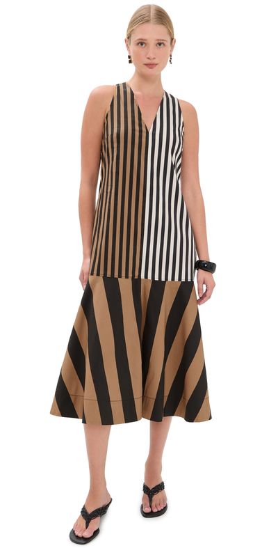 SIMONMILLER SIMONMILLER Celeste Poplin Dress Black/Tan Stripe Combo