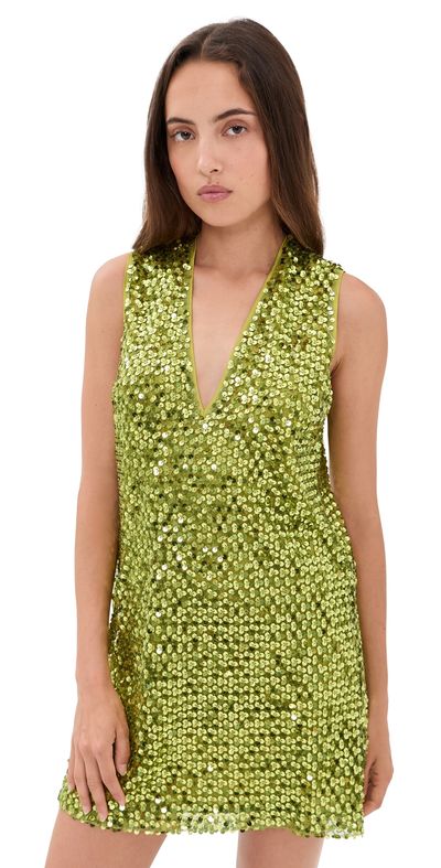 SIMONMILLER SIMONMILLER Fountain Sequin Dress Metallic Pear