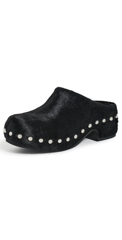 SIMONMILLER SIMONMILLER Haircalf Studded Rio Clogs Black/Silver