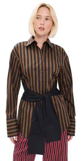 SIMONMILLER SIMONMILLER Inna Poplin Top Choco Brown/Black Stripe