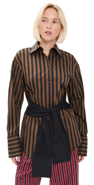 SIMONMILLER SIMONMILLER Inna Poplin Top Choco Brown/Black Stripe