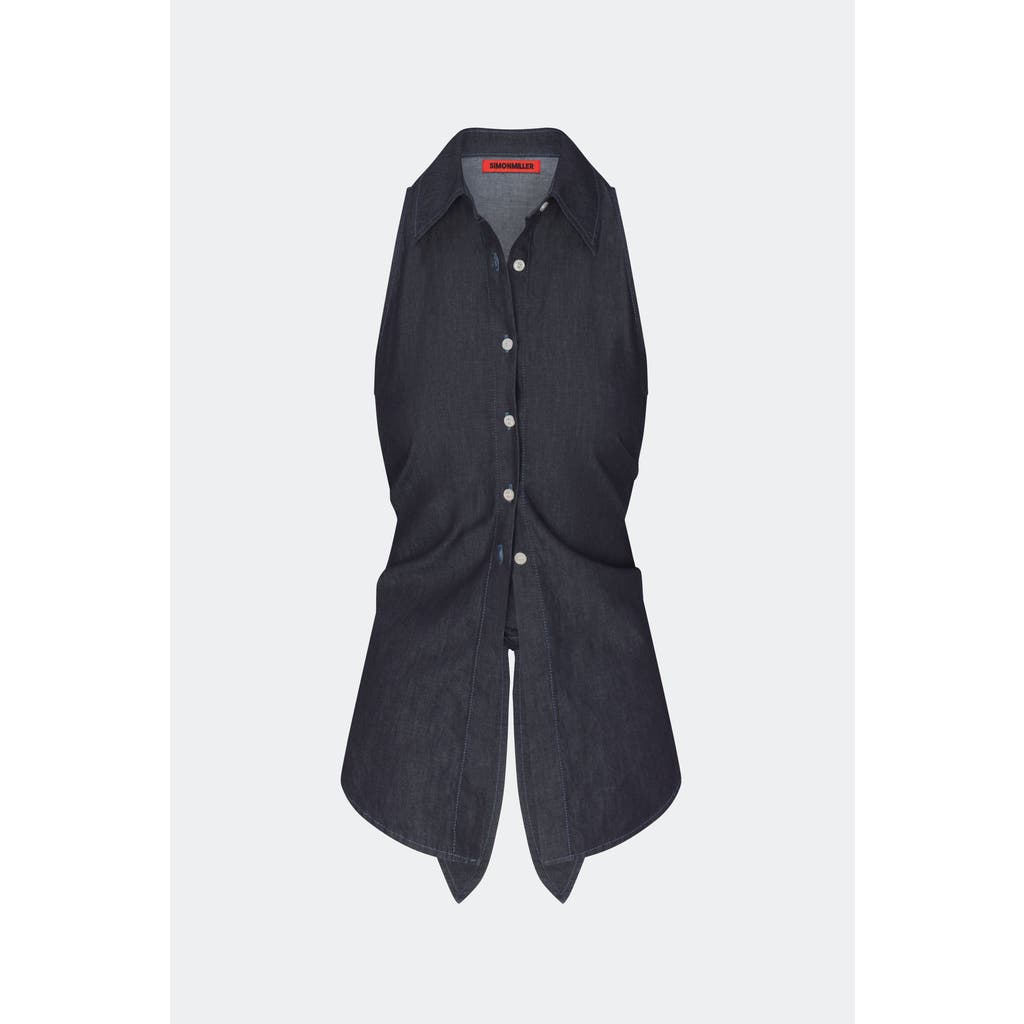 SIMONMILLER SIMONMILLER Loch Sleeveless Poplin Tie Back Button Up Shirt
