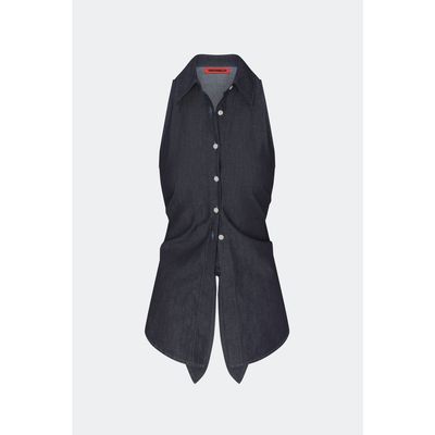 SIMONMILLER SIMONMILLER Loch Sleeveless Poplin Tie Back Button Up Shirt