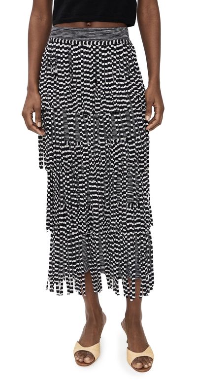 SIMONMILLER SIMONMILLER Za Za Knit Fringe Skirt Black/White Space Dye