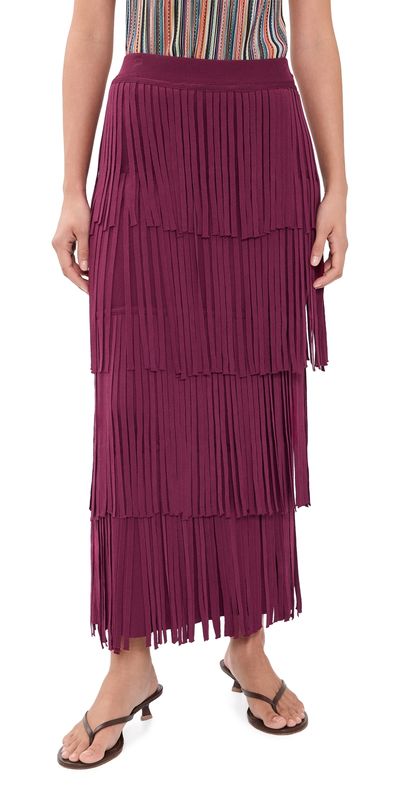 SIMONMILLER SIMONMILLER Za Za Knit Fringe Skirt Pomegranate