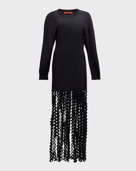 SIMONMILLER Wallis Fringe Knit Midi Dress