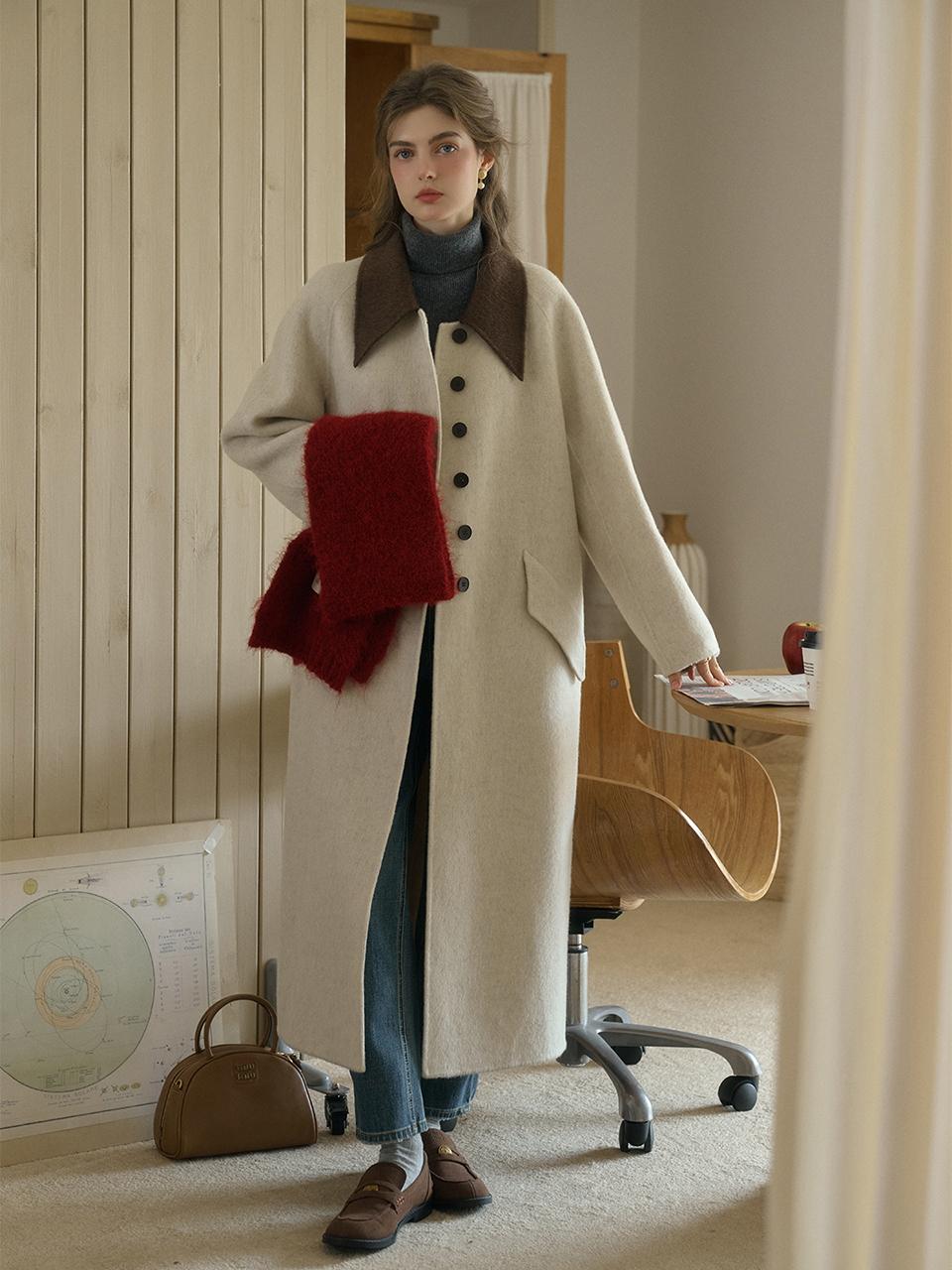 Simple Retro Adorable Wool Long Coat [2 Colors]