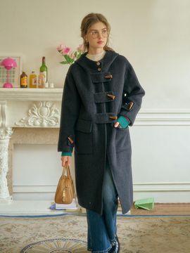 Simple Retro Double Pocket Hood Wool Coat