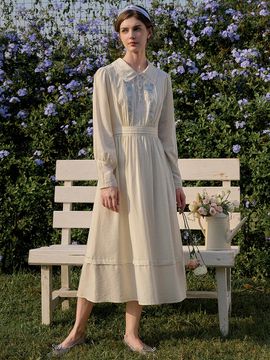 Simple Retro Garden Rose Embroidery Dress