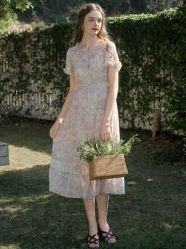 Simple Retro Romantic Lace Floral Dress