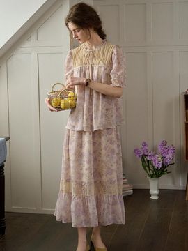 Simple Retro Rose Purple Floral Skirt