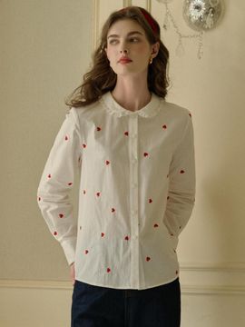 Simple Retro Small Heart White Shirt