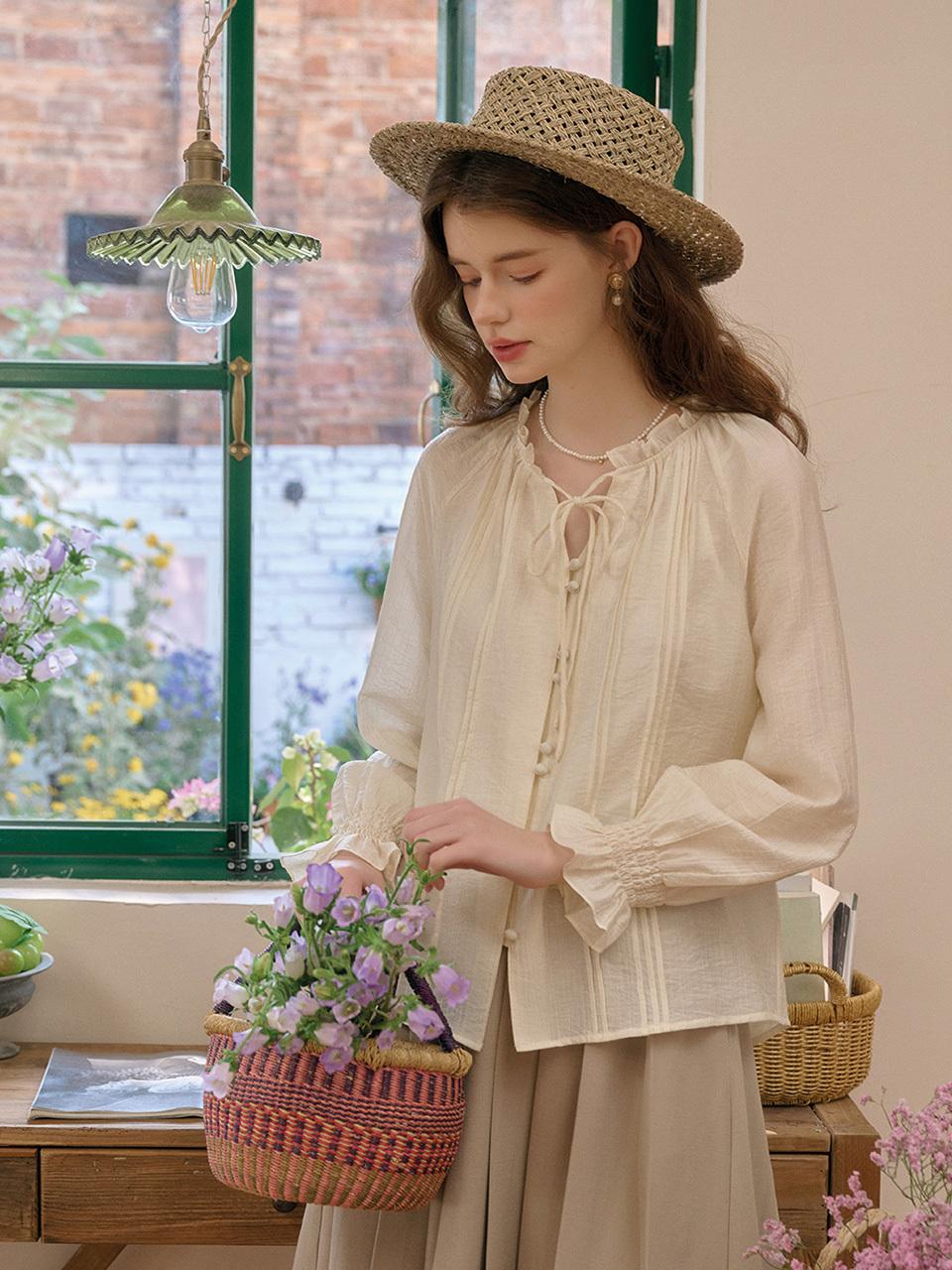 Simple Retro SR Lotus leaf collar shirt Blouse [2color]