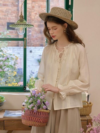 Simple Retro SR Lotus leaf collar shirt Blouse [2color]