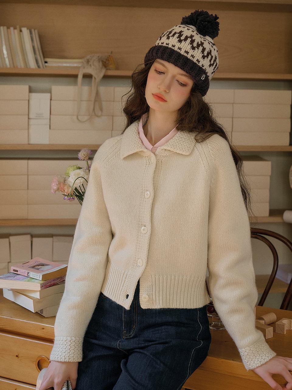 Simple Retro SR_Adorable wool knit cardigan jacket