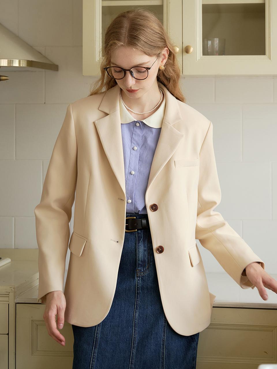 Simple Retro SR_Araya Classic Lapel Slit Jacket