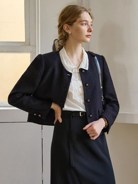 Simple Retro SR_Black Elegant Tweed Jacket