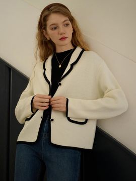 Simple Retro SR_Black Line Suit Collar Wool Jacket