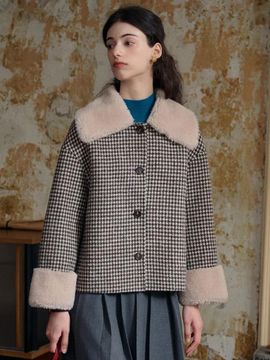Simple Retro SR_Fur Lapel Cropped Tweed Jacket