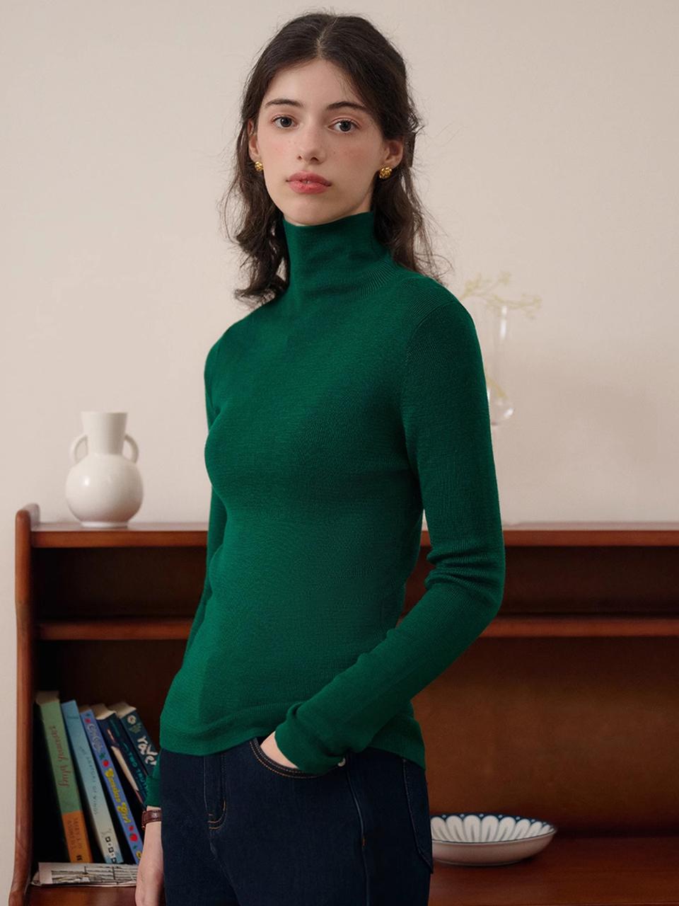 Simple Retro SR_High Neck Base Layer Knit_4 Colors