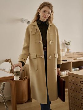 Simple Retro SR_Horn Button Woolen Coat_Beige