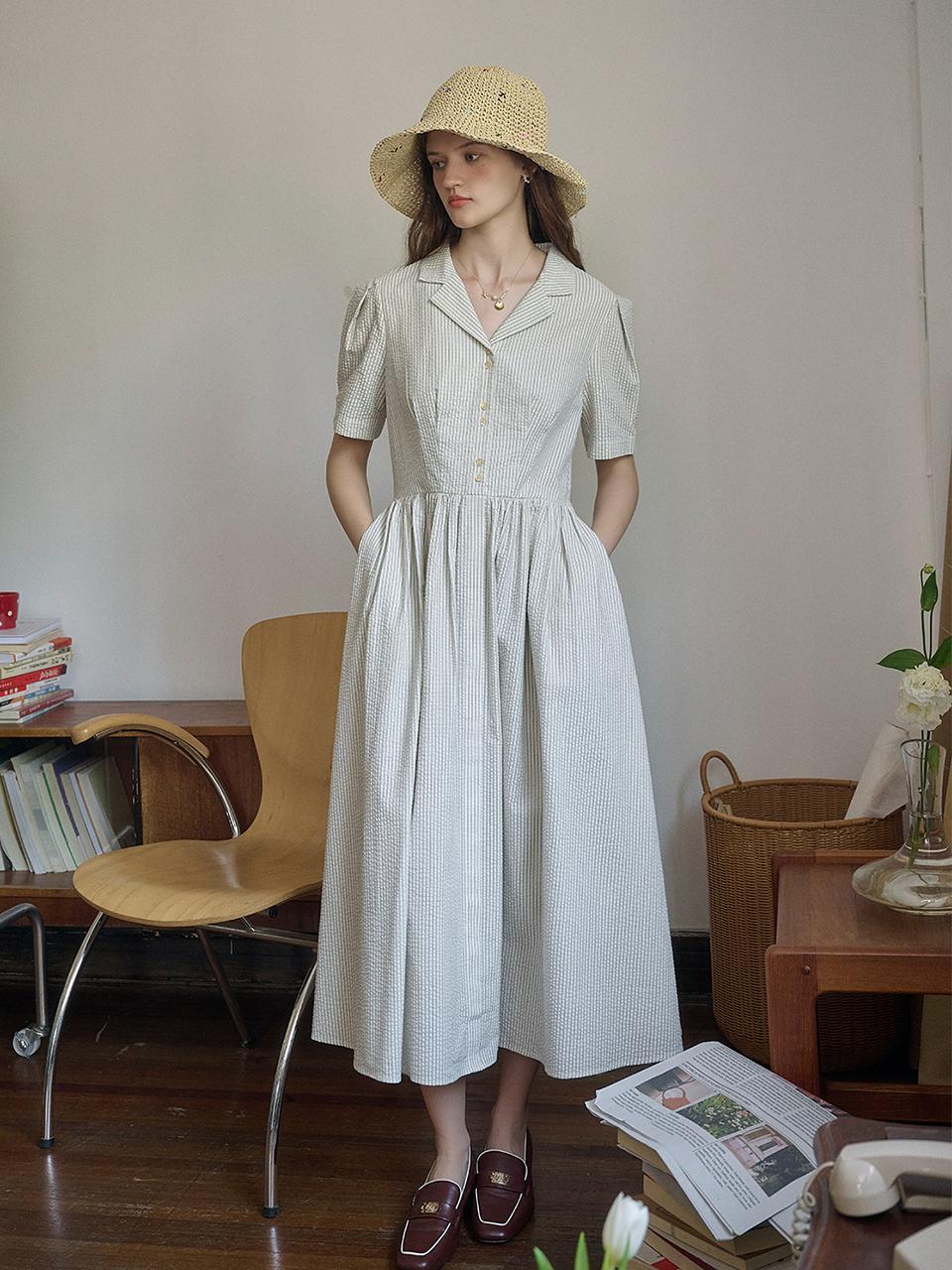 Simple Retro SR_Intellectual pleated dress