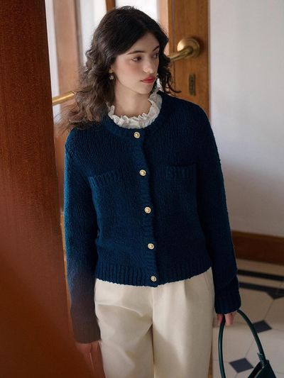 Simple Retro SR_Lazy Crewneck Cardigan Jacket_4 Colors