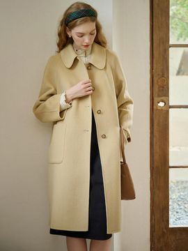 Simple Retro SR_Maple Lapel Woolen Coat_Beige