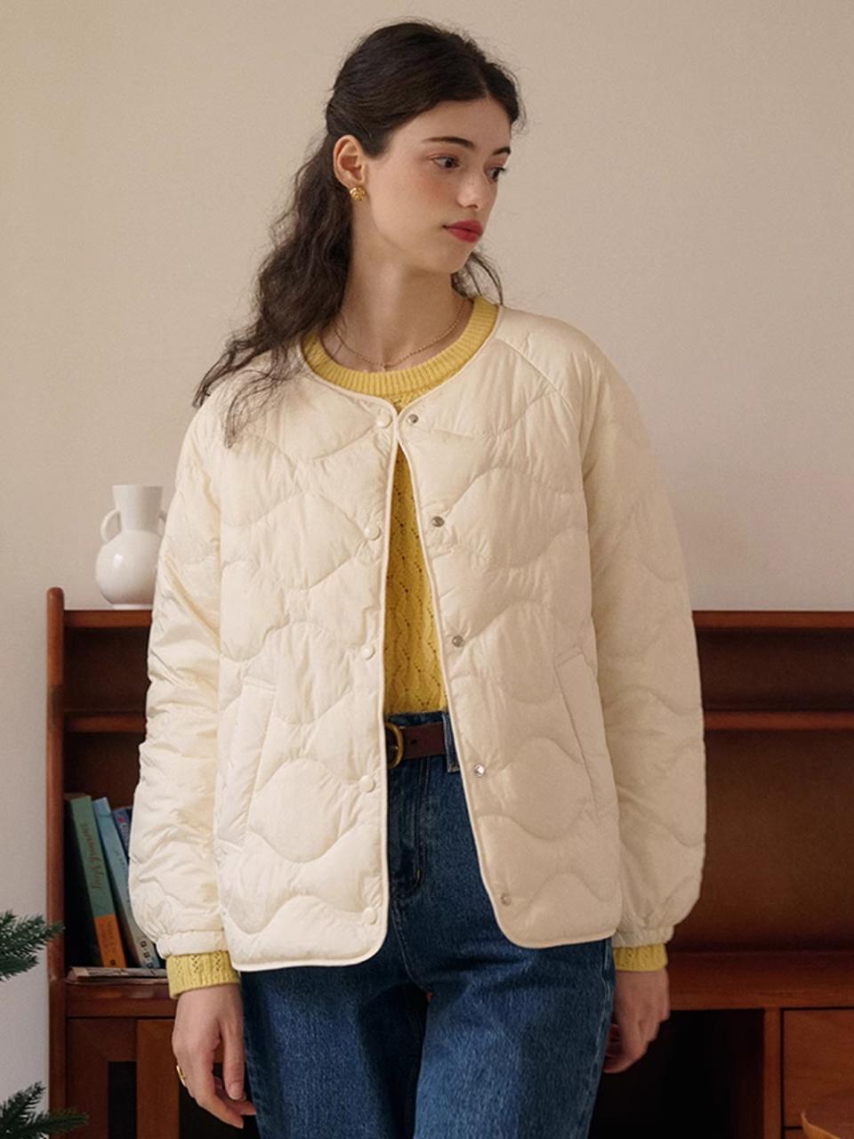 Simple Retro SR_Puff Quilted Maillard Jacket_2 Colors