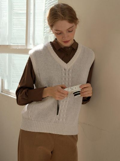 Simple Retro SR_V Neck Sweater Vest
