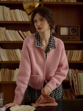 Simple Retro SR_Zip up wool knitted cardigan_3color