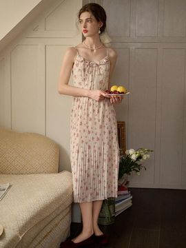 Simple Retro Wind Floral Slip Dress