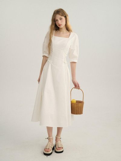 Sincethen Double Ribbon Long Dress