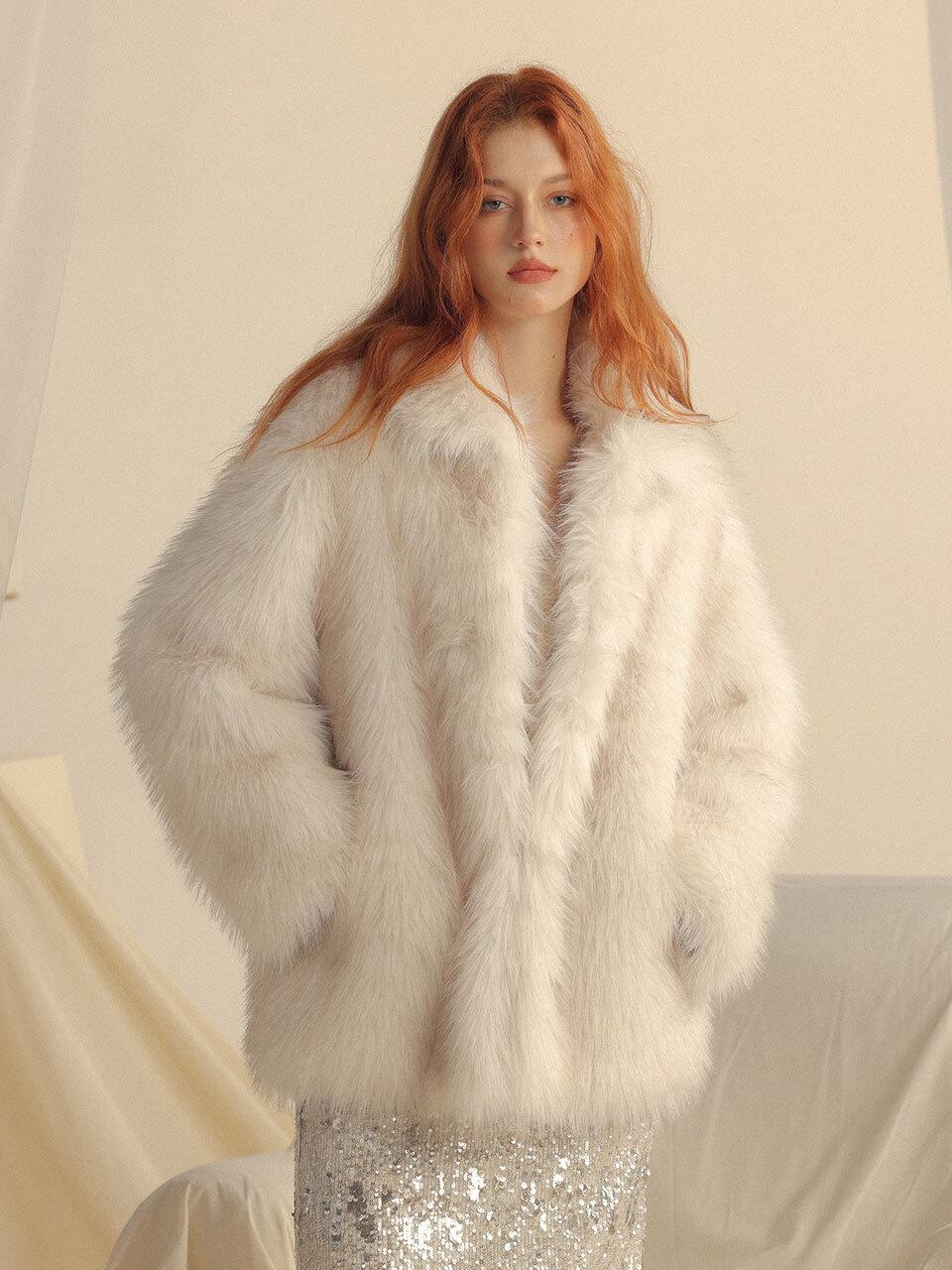 Sincethen Fur Half Collar Neck Coat