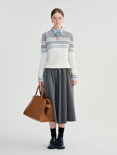 Sincethen Gray Flared Skirt