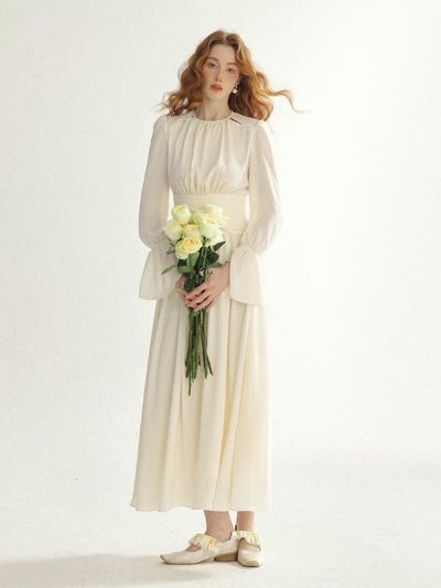 Sincethen Irene Shirring Maxi Dress