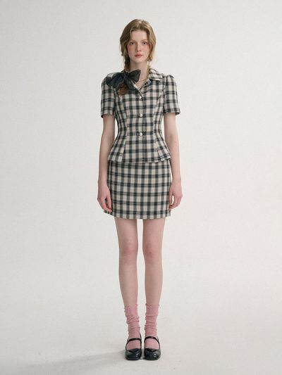 Sincethen Joy Check Tweed Two-Piece Set