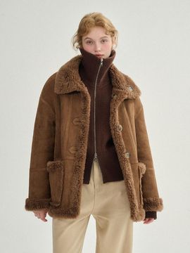 Sincethen Reversible Wool Shearling Fur Jacket [Brown]