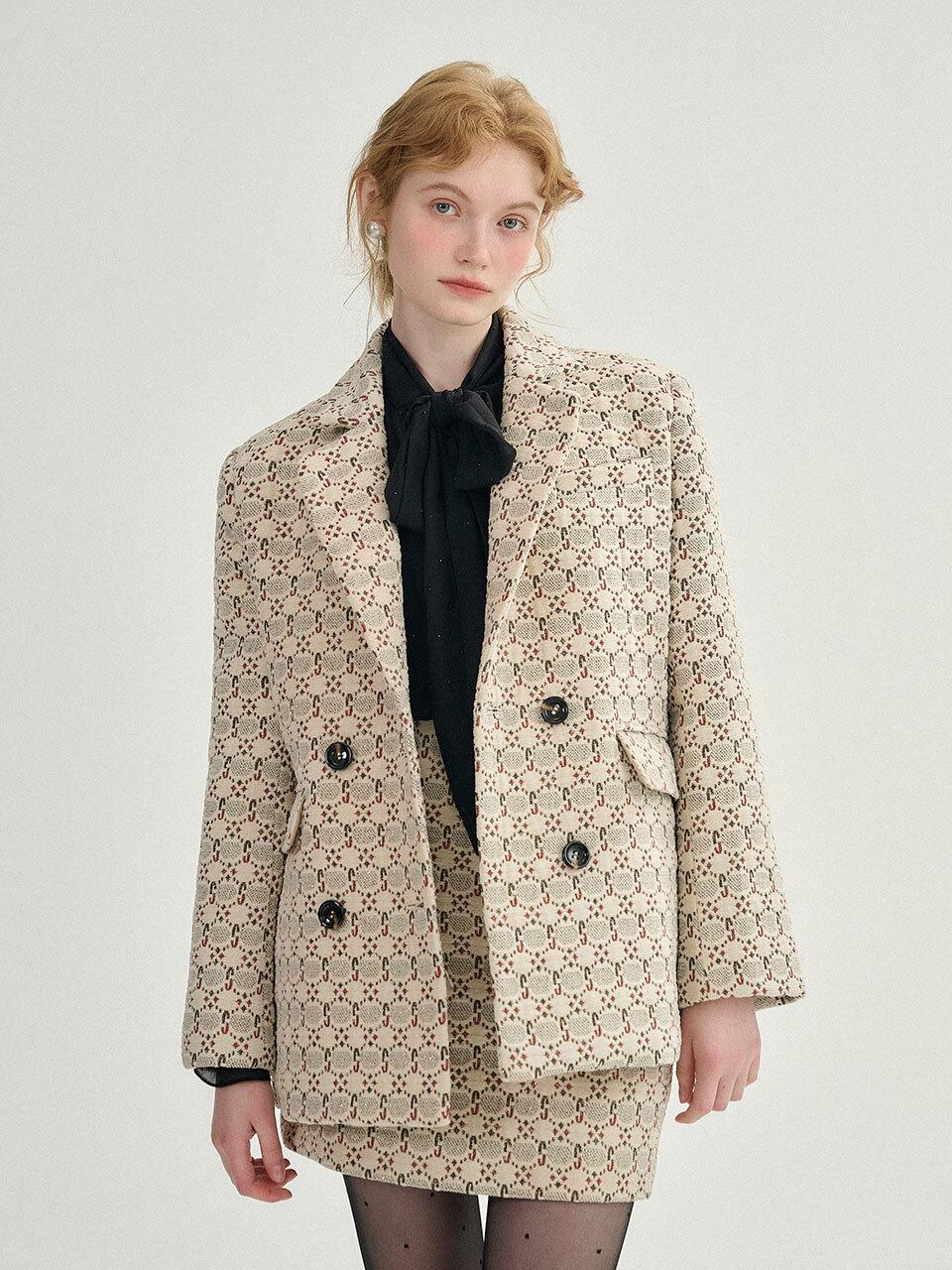 Sincethen Two-Button Embroidered Half Jacket