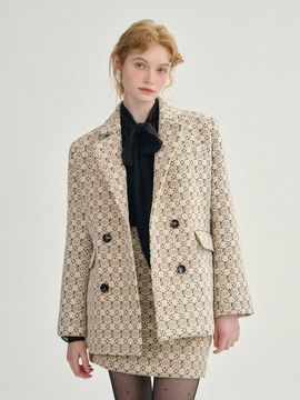 Sincethen Two-Button Embroidered Half Jacket