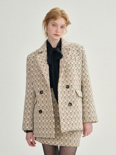 Sincethen Two-Button Embroidered Half Jacket